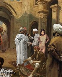 The girl's gagging throat pumped away at his cock, and in a few minutes Rabah threw his head back, gave a huge shout, and shot - Slavegirls in an oriental world
