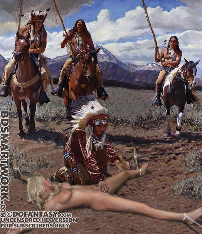 They tied a rope round her neck and made her walk quickly behind the horses with her hands tied back - Wild west